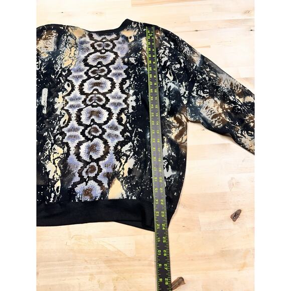 CAbi Python Retro Print Chiffon Blouse Size L - Picture 6 of 8